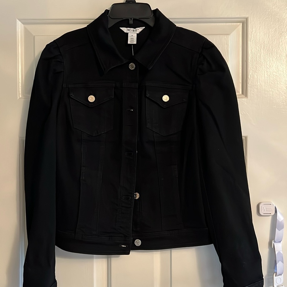 WHBM black denim jacket - size medium